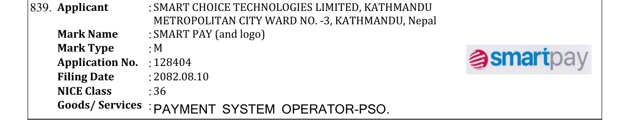 Original bulletin entry for SMART PAY (and logo)