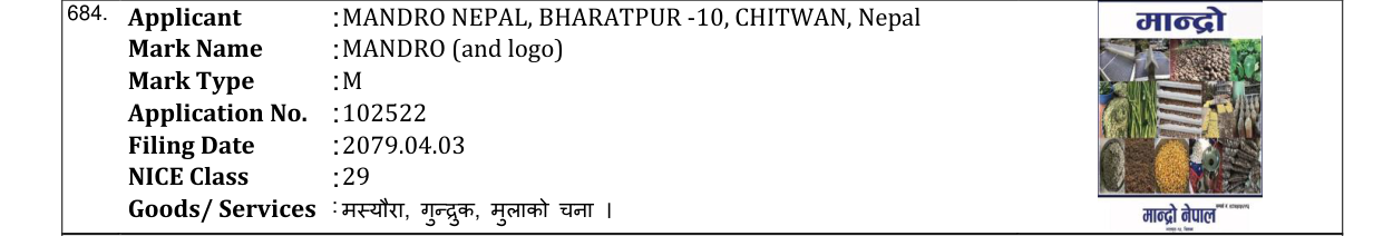 Original bulletin entry for MANDRO (and logo)
