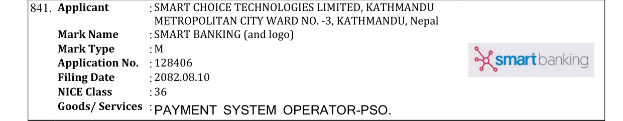 Original bulletin entry for SMART BANKING (and logo)