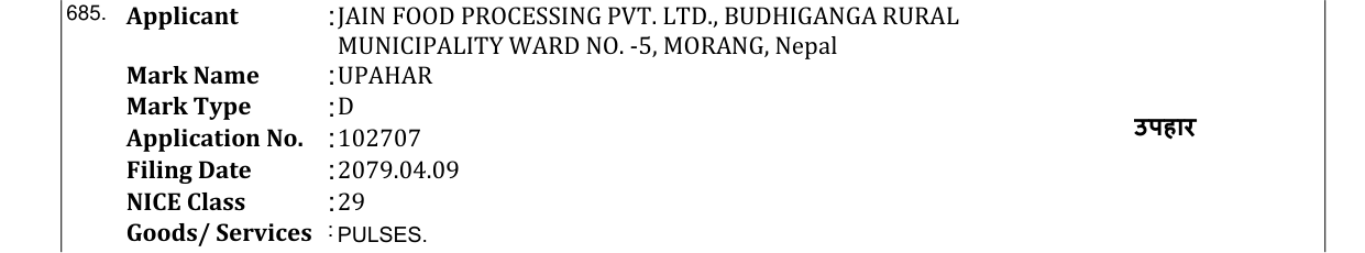 Original bulletin entry for UPAHAR