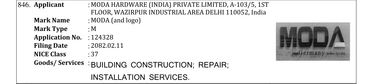 Original bulletin entry for MODA (and logo)