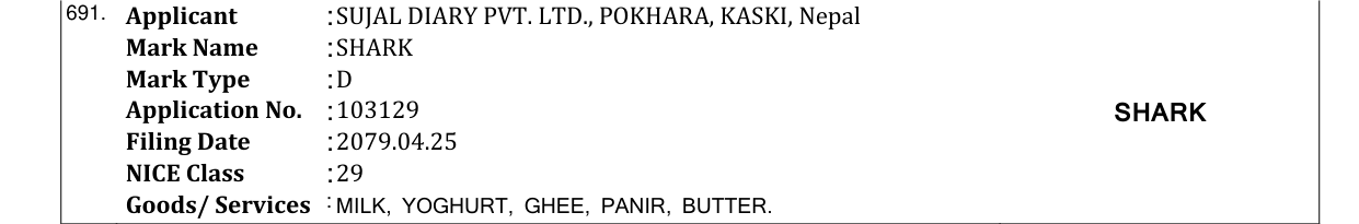 Original bulletin entry for SHARK