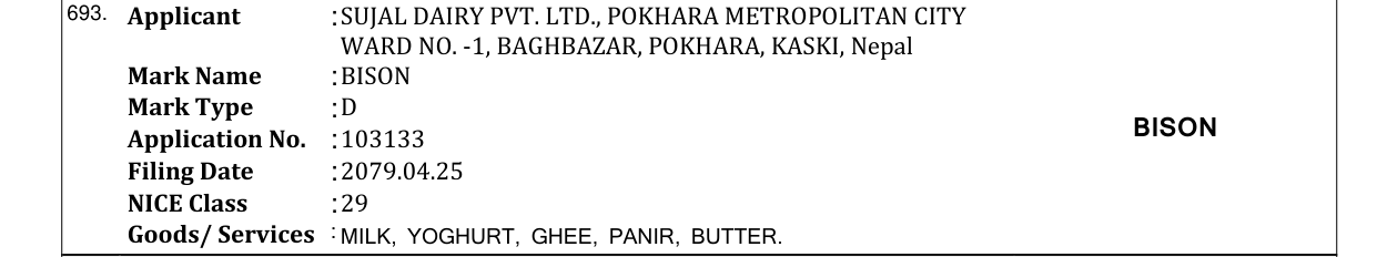 Original bulletin entry for BISON