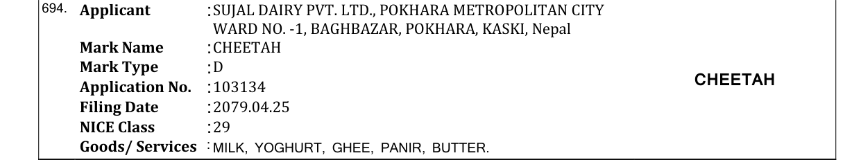 Original bulletin entry for CHEETAH