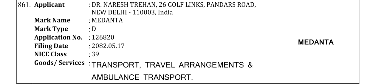 Original bulletin entry for MEDANTA