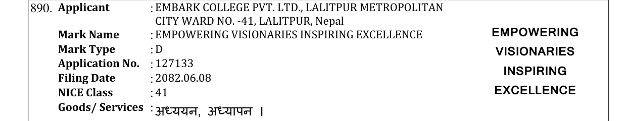 Original bulletin entry for EMPOWERING VISIONARIES INSPIRING EXCELLENCE EMPOWERING