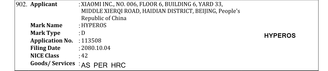 Original bulletin entry for HYPEROS