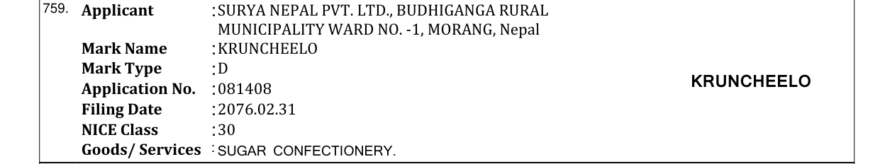 Original bulletin entry for KRUNCHEELO