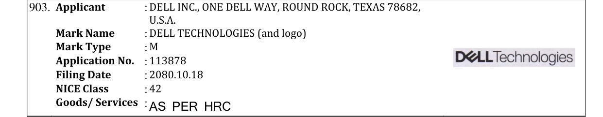 Original bulletin entry for DELL TECHNOLOGIES (and logo)