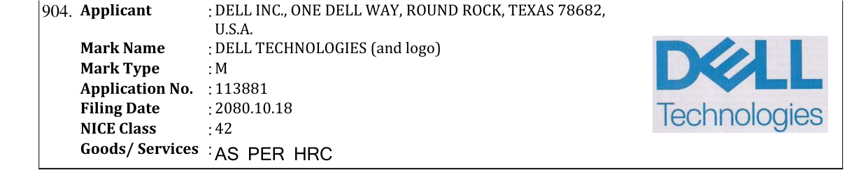 Original bulletin entry for DELL TECHNOLOGIES (and logo)