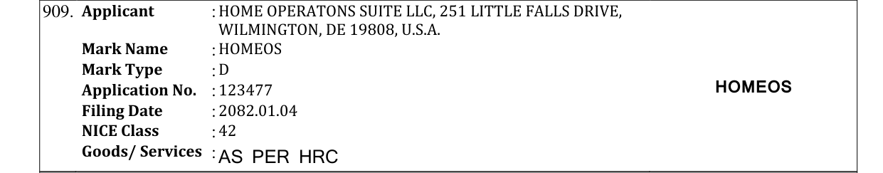 Original bulletin entry for HOMEOS