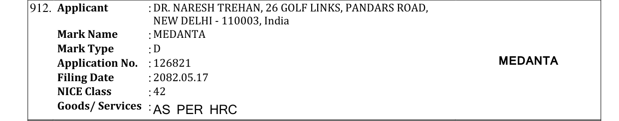 Original bulletin entry for MEDANTA