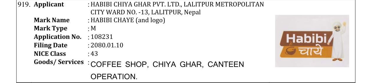 Original bulletin entry for HABIBI CHAYE (and logo)