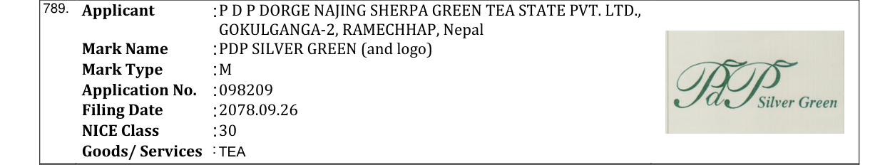 Original bulletin entry for PDP SILVER GREEN (and logo)