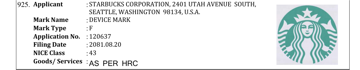 Original bulletin entry for DEVICE MARK