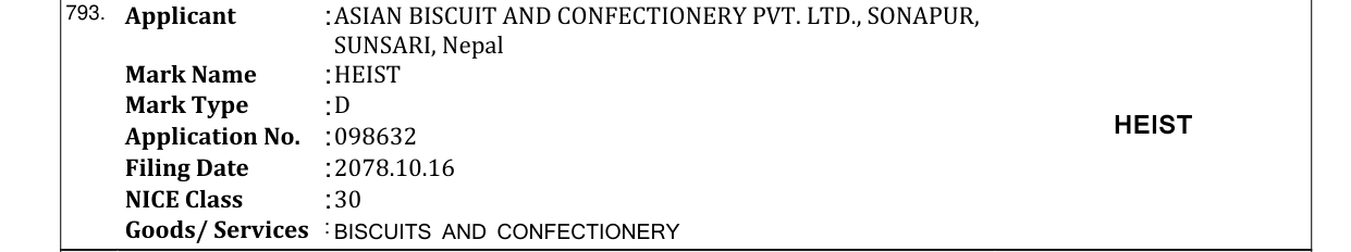 Original bulletin entry for HEIST