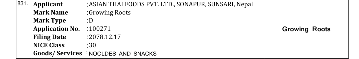 Original bulletin entry for Growing Roots