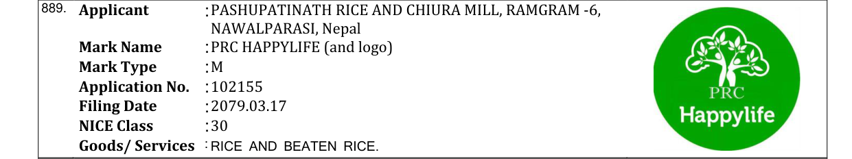 Original bulletin entry for PRC HAPPYLIFE (and logo)