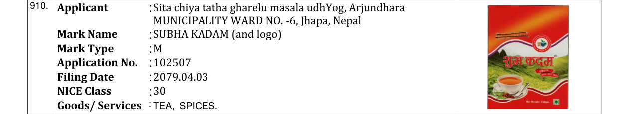 Original bulletin entry for SUBHA KADAM (and logo)