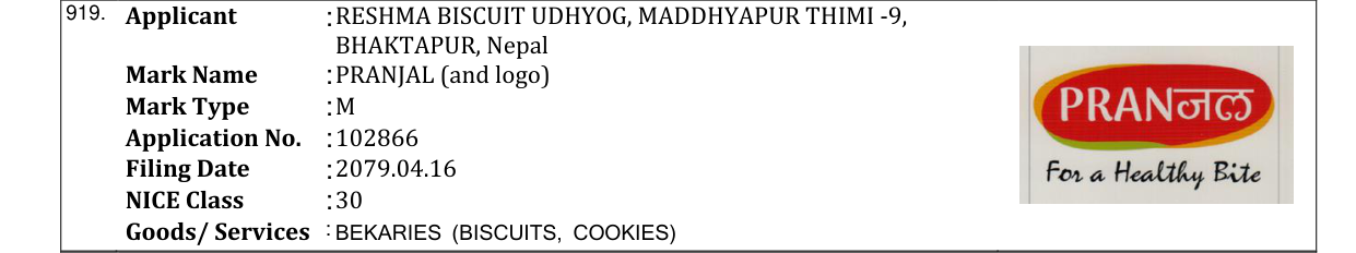 Original bulletin entry for PRANJAL (and logo)