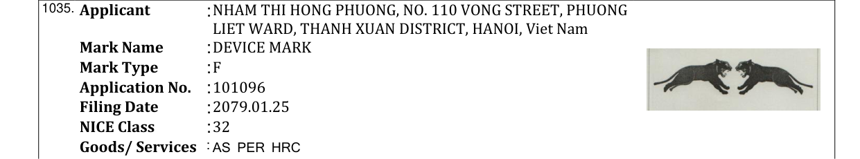 Original bulletin entry for DEVICE MARK
