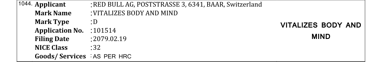 Original bulletin entry for VITALIZES BODY AND MIND