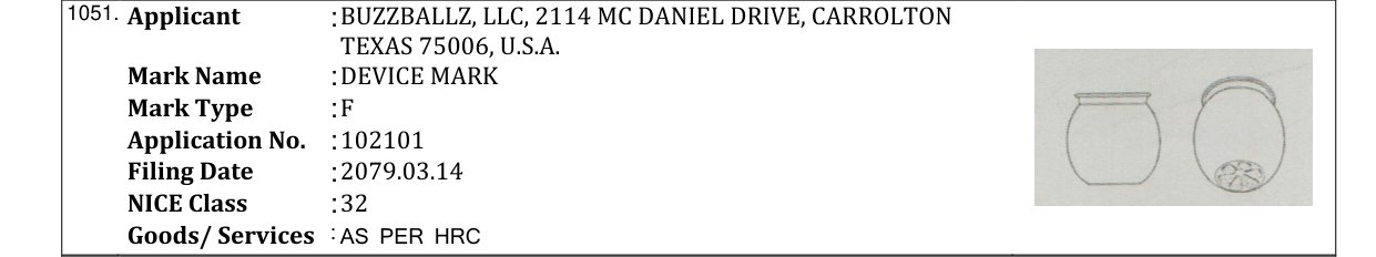 Original bulletin entry for DEVICE MARK