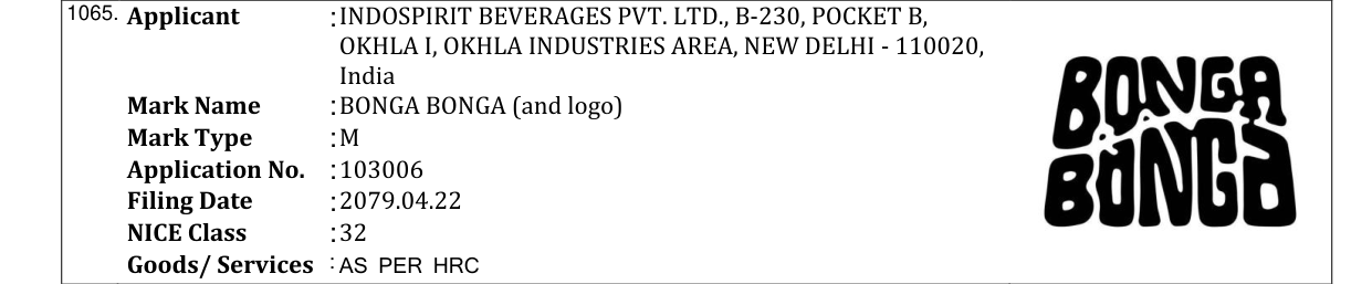 Original bulletin entry for BONGA BONGA (and logo)