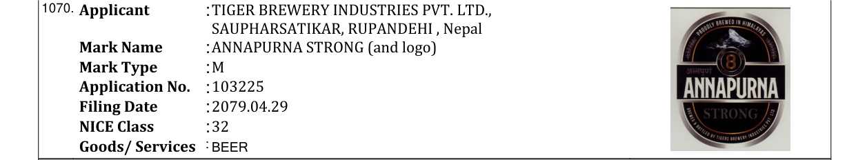 Original bulletin entry for ANNAPURNA STRONG (and logo)