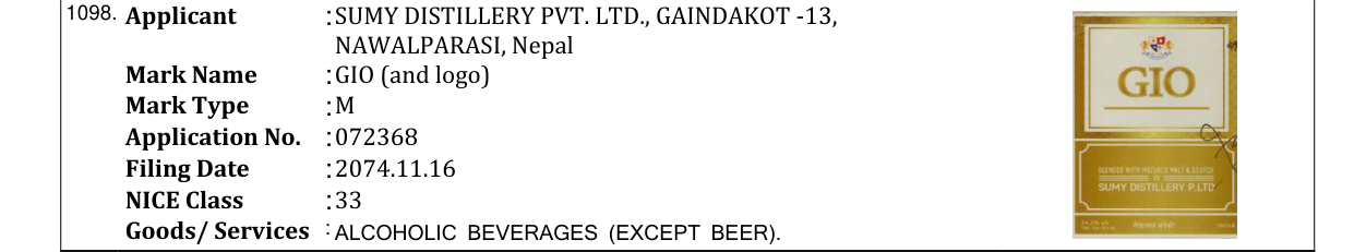 Original bulletin entry for GIO (and logo)