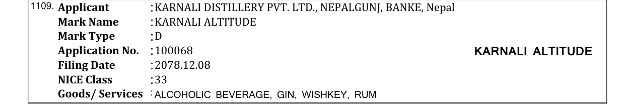 Original bulletin entry for KARNALI ALTITUDE