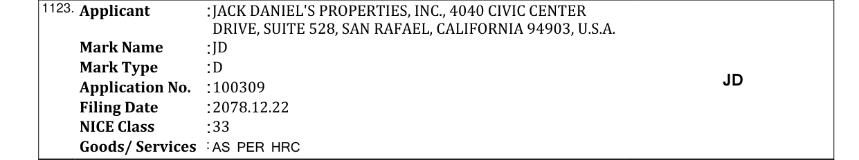 Original bulletin entry for JD