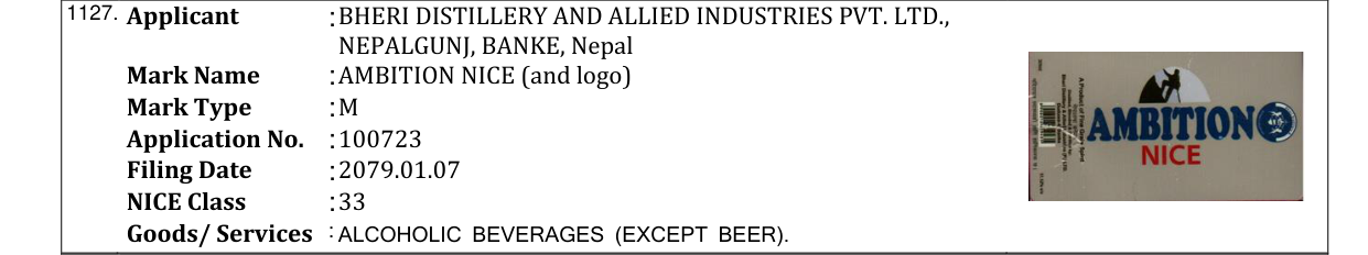 Original bulletin entry for AMBITION NICE (and logo)