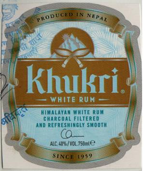 Khukri WHITE RUM (and logo) trademark logo