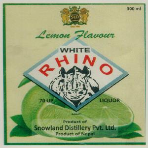 LEMON FLAVOUR WHITE RHINO (and logo) trademark logo