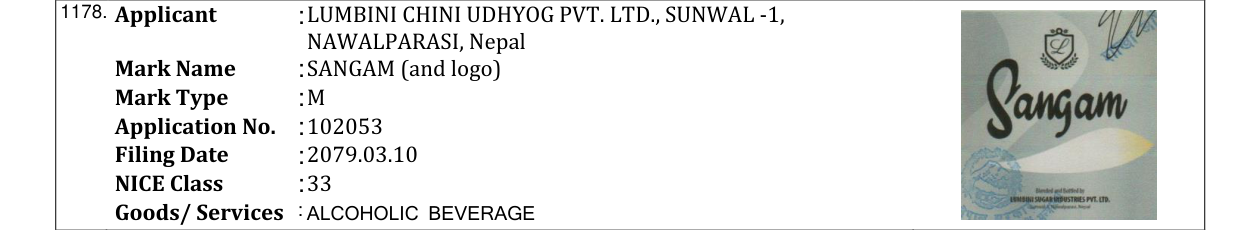 Original bulletin entry for SANGAM (and logo)