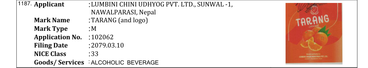 Original bulletin entry for TARANG (and logo)