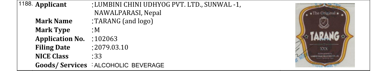 Original bulletin entry for TARANG (and logo)
