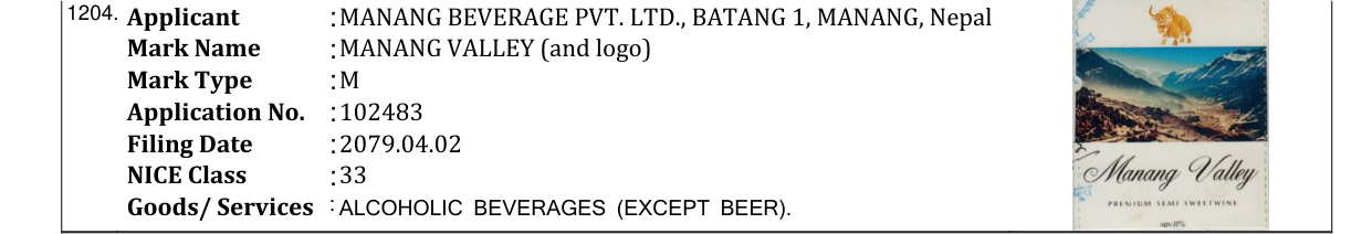 Original bulletin entry for MANANG VALLEY (and logo)