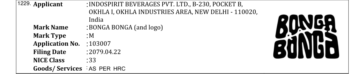 Original bulletin entry for BONGA BONGA (and logo)