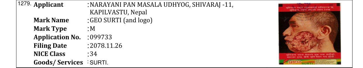 Original bulletin entry for GEO SURTI (and logo)