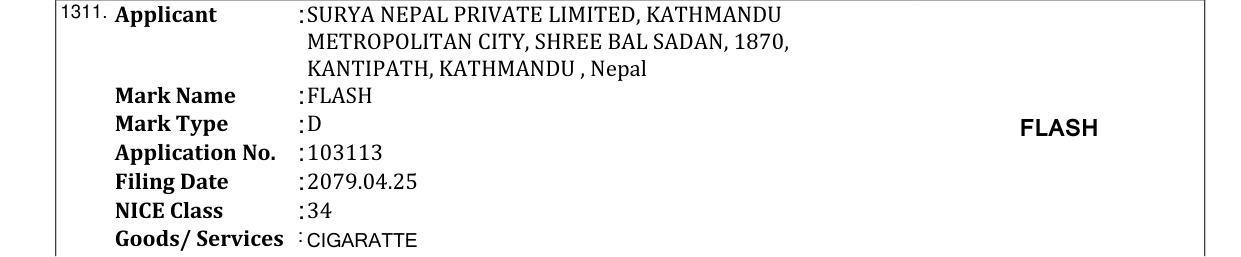 Original bulletin entry for FLASH