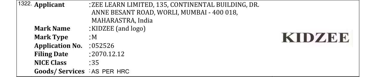 Original bulletin entry for KIDZEE (and logo)