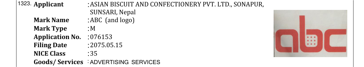 Original bulletin entry for ABC (and logo)