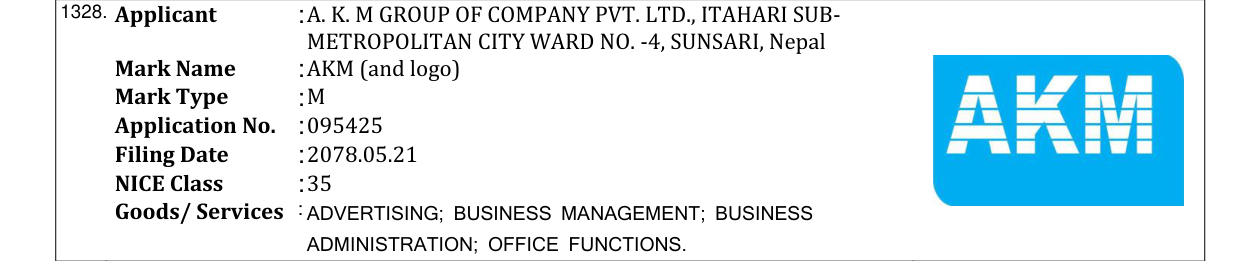 Original bulletin entry for AKM (and logo)