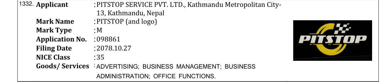 Original bulletin entry for PITSTOP (and logo)