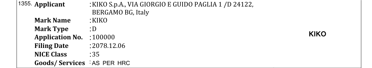 Original bulletin entry for KIKO