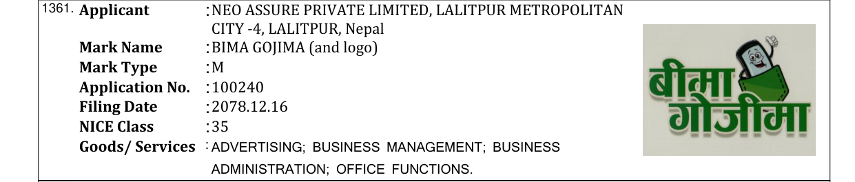 Original bulletin entry for BIMA GOJIMA (and logo)