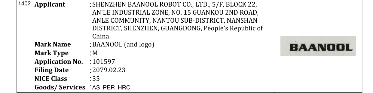 Original bulletin entry for BAANOOL (and logo)