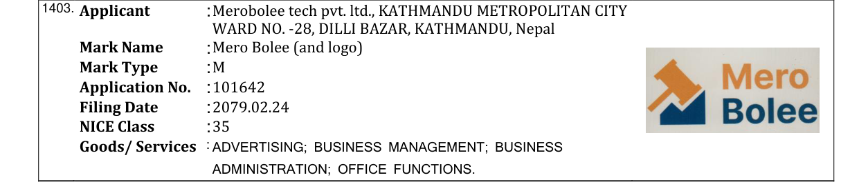 Original bulletin entry for Mero Bolee (and logo)